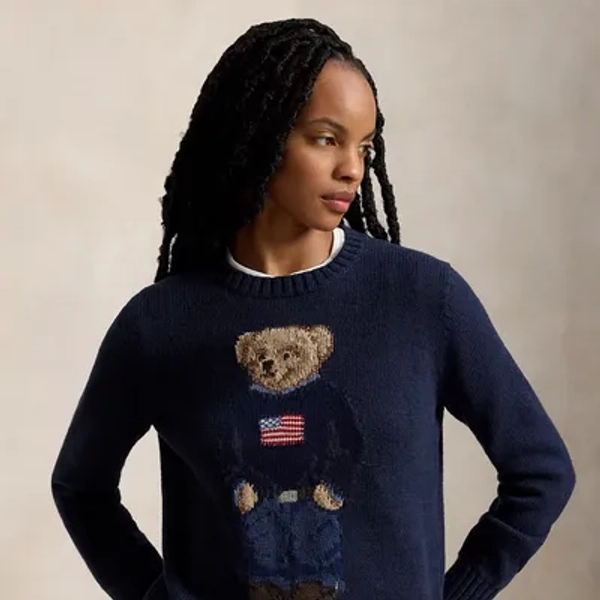 Ralph Lauren Polo Bear Cotton-Linen Sweater in Navy Multi - Size S