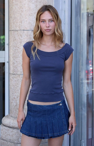 Blue Ginny Off-The-Shoulder Top