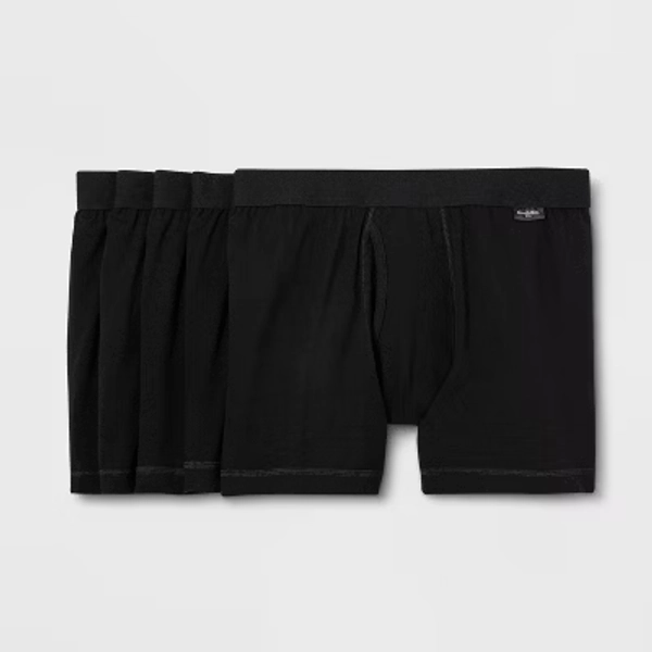 Men's Boxer Briefs 5pk - Goodfellow & Co™ Black M: Cotton-Spandex Blend, Mid Rise, Machine Washable, Solid Pattern