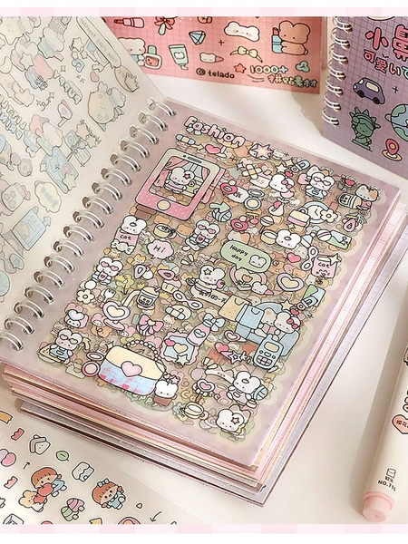 This Is A Cute DIY Sticker Book, Containing Over 1000 Uncut Cute Sticker Materials, Including A Small Nose Sticker Book. Its Feature Is Various Cute Patterns, Suitable For Cute Creative Planners To Collage Labels, Trash Diaries And Multi-Scenario Creative Planning Decorative Accessories.