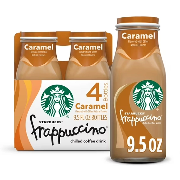 Starbucks Frappuccino Chilled Coffee Drink, Caramel, 4 Count, 9.5 fl oz Bottles