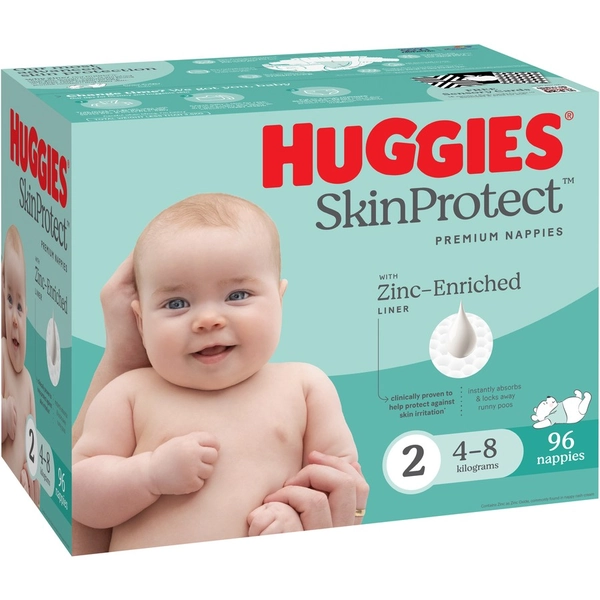 Huggies Skin Protect Nappies Size 2 (4-8kg) 96 Pack