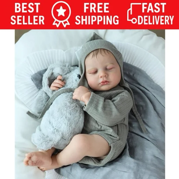20-inch Reborn Baby Girl Doll, Full Silicone Body, Bathable &