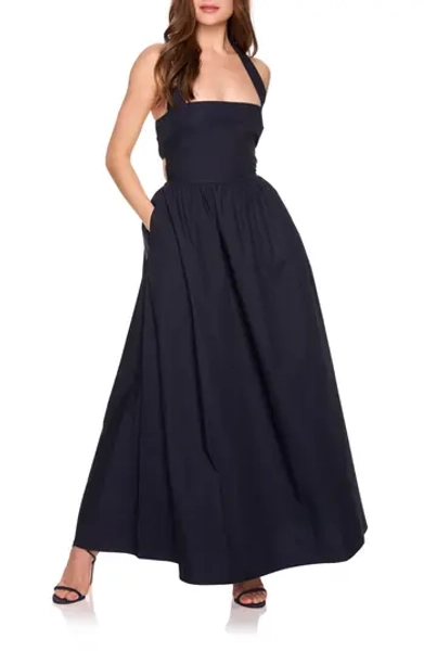Susana Monaco Halter Neck Cotton Poplin Dress in Midnight at Nordstrom Rack, Size Small