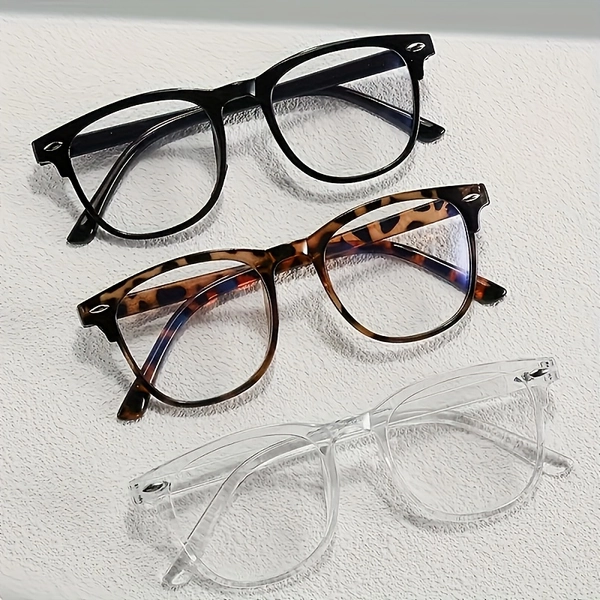 3-Pack, Fashionable and Lightweight Round Frame Transparent Lens Glasses - Fashionable and Versatile, Easter