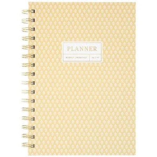 Sugar Paper Essentials 5.5"x8.5" 2026-2027 Small Hardcover Wirebound Butter Yellow Floral