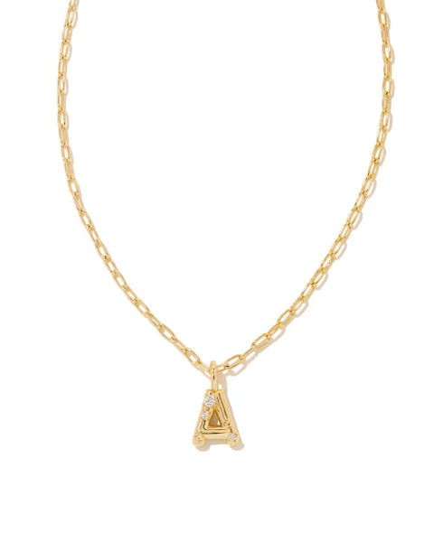 Crystal Letter B Gold Short Pendant Necklace in White Crystal