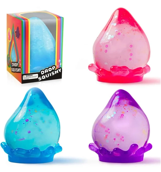 Multicolor Water Drop Squishy Toy Fidget Toys Sensory Anti Stress Cute With Base Bright Color Soft Touch Squeezable Deformable Stress Relie,Blue