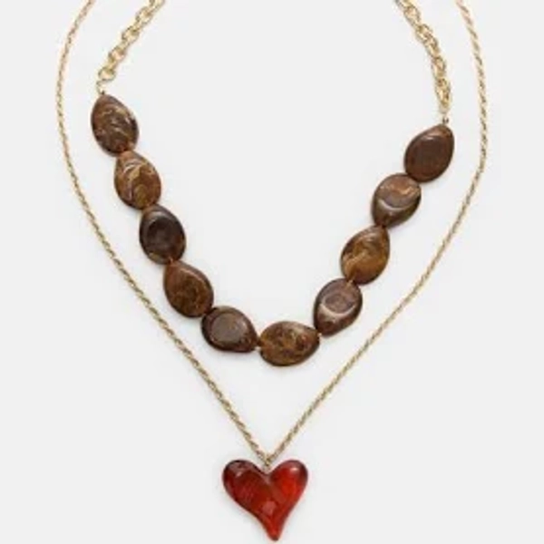 Femme Stradivarius Ensemble de 2 colliers cœur