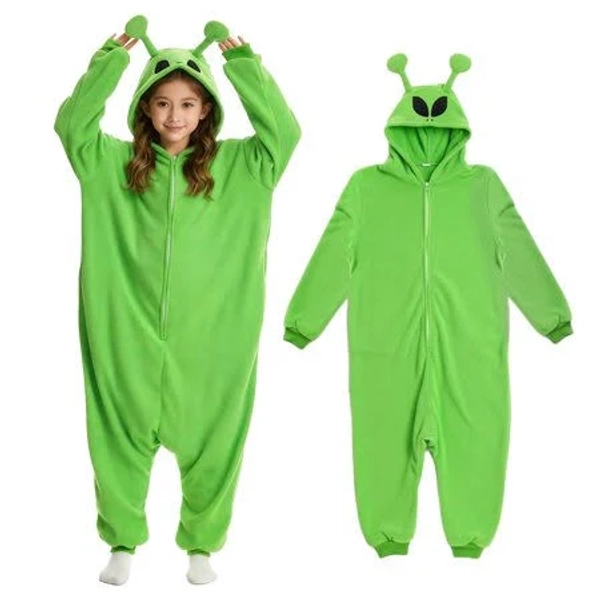 Gobwcot Kids Onesie Animal Pajamas Costume Children Alien Sleepwear Jumpsuit Cosplay for Boys and Girls, Kids Unisex, Size: Large, Green