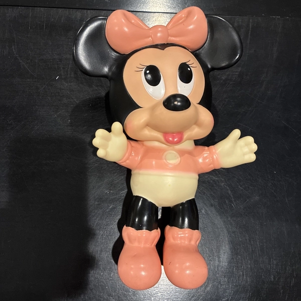 Baby Minnie Mouse Vinyl Doll 11” Vintage Disney Made in Mexico 1980's USED COND