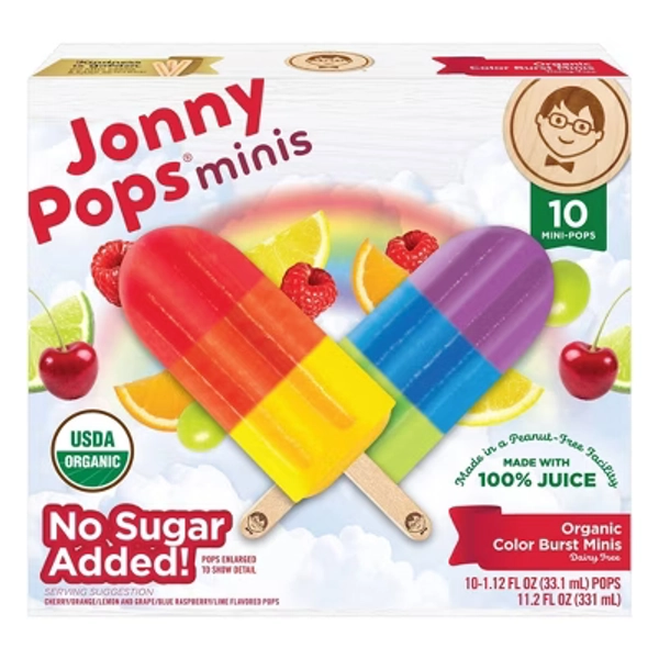 Jonny Pops Frozen Organic Color Burst Minis - 11.2 fl oz/10ct