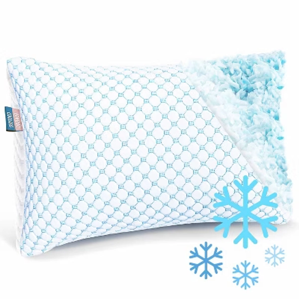 Nestl Cooling Pillow for Sleeping, Standard Size Shredded Memory Foam Pillow, Adjustable Cooling Gel Pillows with Washable Cover