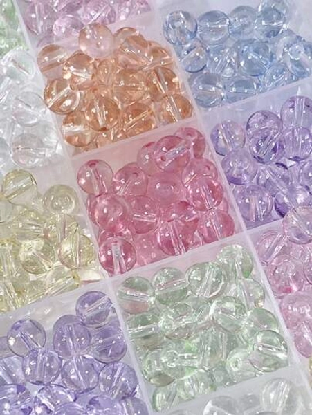 Transparent Glass Round Beads, Icy Clear Glass Beads For DIY Jewelry, Bracelets, Necklaces, Garment Weaving