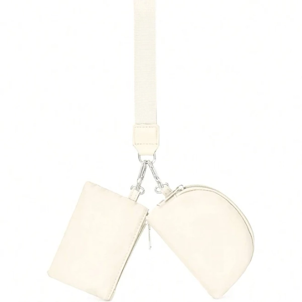 Women's Zip Around Dual Pouch Portable Keychain Wallet