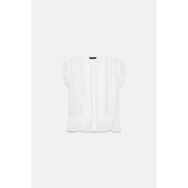 Zara - Bluse Mit Volant Und Spitze - Weiß - S - Damen