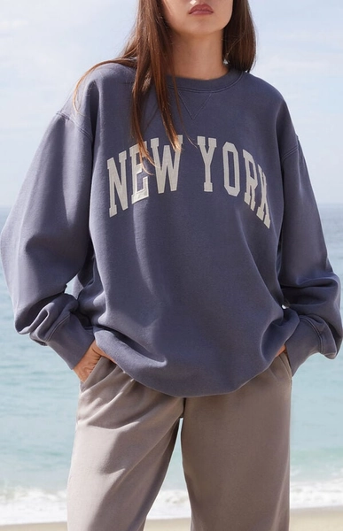 Blue Erica New York Oversized Crew Neck Sweatshirt