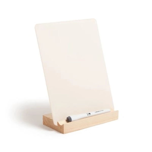 U Brands 8"x10" Acrylic Desktop Board With Wood Tray Base Cream