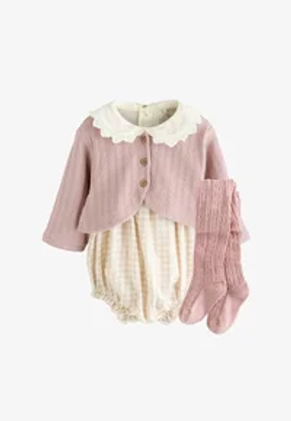 REGULAR FIT - BUBBLE ROMPER LONG SLEEVE AND 4 PIECE SET  - Body - pink