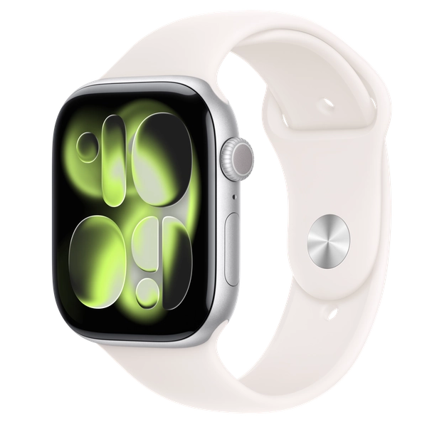 Apple Watch Series 11 GPS, 46mm Silver Aluminum Case with Light Blush Sport Band