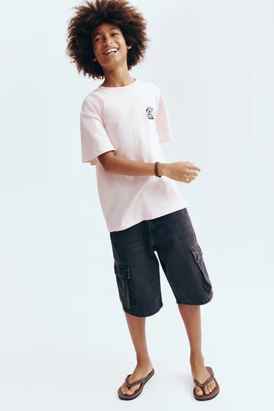 Denim Cargo Shorts - Black