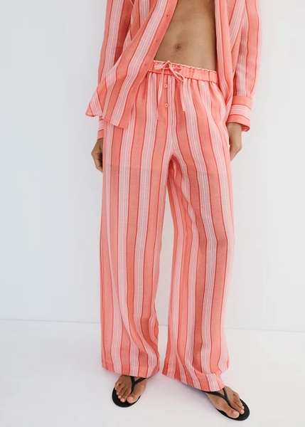 Straight striped trousers - Women | MANGO USA