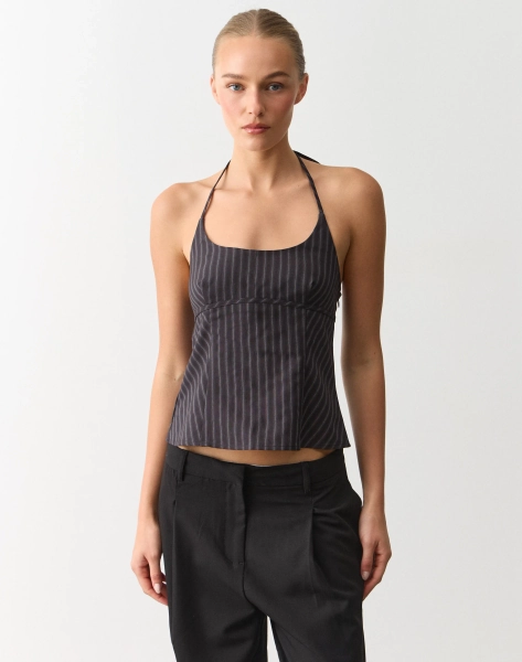 Buckle Detail Tailored Halter Top