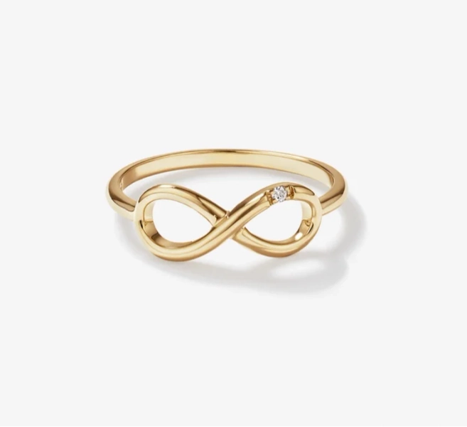 diamond accent infinity ring in 10kt yellow gold