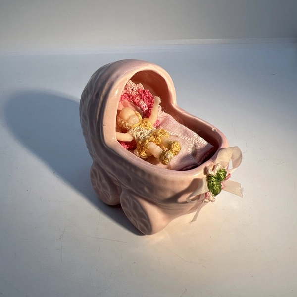 Kanley Pink Ceramic Baby Buggy Stroller Succulent Planter Nursery Decor