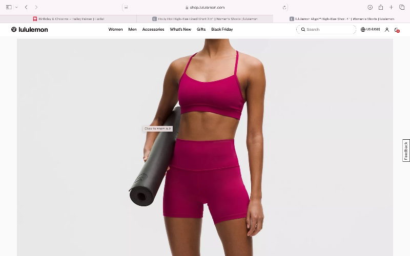 lululemon Align™ High-Rise Short 4" - berry rumble 