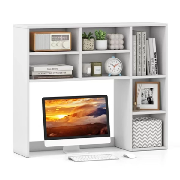 Costway Desktop Bookshelf with 7 Open Cubbies & 3 Adjustable Shelves for Home Office Dorm White