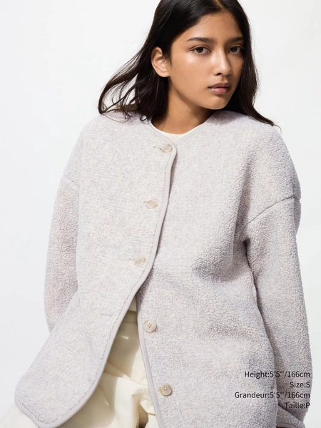 Unisex PILE LINED FLEECE RELAXED SILHOUETTE CARDIGAN | UNIQLO CA