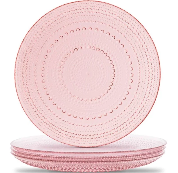 Yungala Hobnail Dinner Plates Set of 4 Pressed Glass 10.5 Inch
