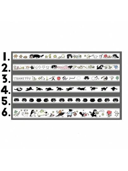 1 Rollo de Cinta Decorativa de Washi con Gatos de Leche, Estilo Dibujado a Mano Lindo, Adecuado para Scrapbooking, Diarios, Manualidades DIY