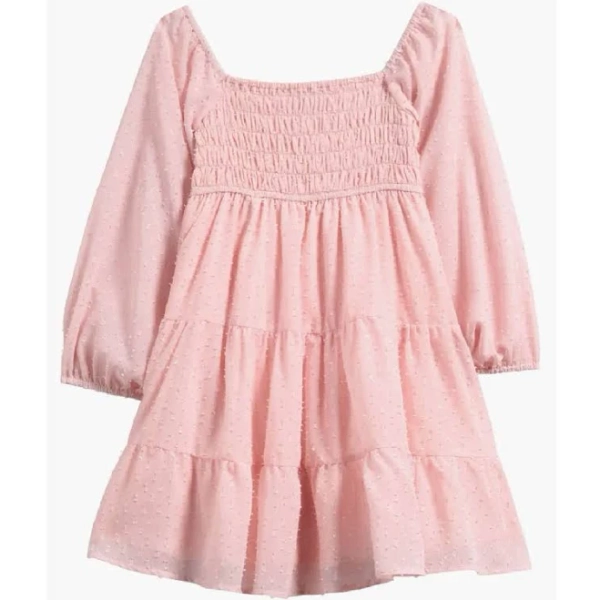 Ava & Yelly Kids' Swiss Dot Long Sleeve Dress