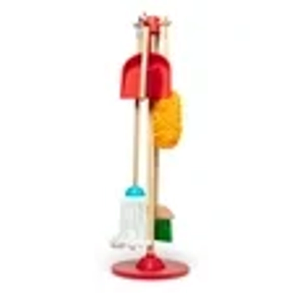 Melissa & Doug Dust! Sweep! Mop! 6-Pc Wood Pretend Play Preschool Cleaning Set - FSC Certified