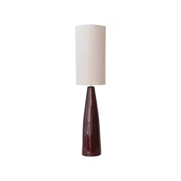 Storied Home 52.76 in. Reactive Glaze Brown Ceramic Floor Lamp with Linen Shade AH3218