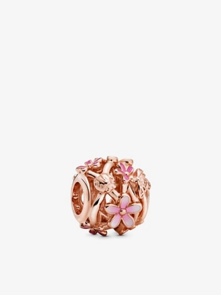 Openwork Pink Daisy Flower Charm