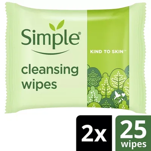 Simple Biodegradable Cleansing Wipes, 50 Pc