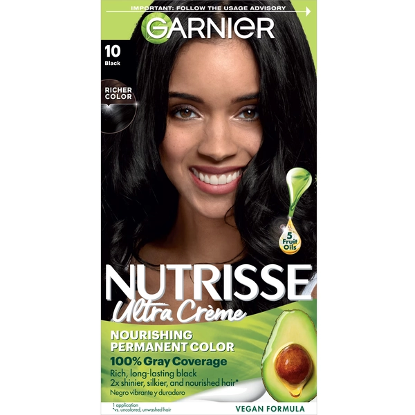 Garnier Nutrisse Nourishing Adult Hair Color Creme, 10 Black Licorice - Walmart.com