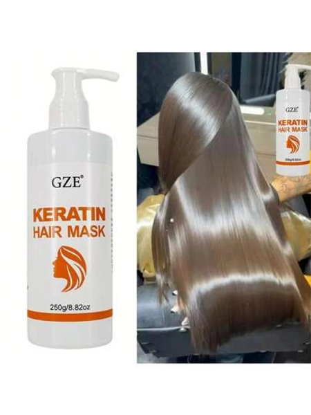 GZE Keratin Hair Mask Split Ends Reduction Frizz Control Hydration Moisturizing Heat Protection Anti-Breakage Anti-Frizz Curl Definition Color Protection