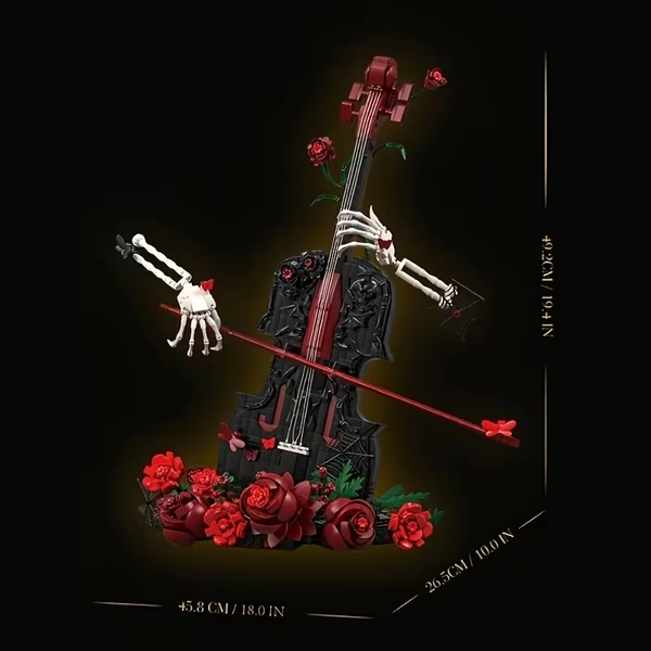 1429pcs gothic skeleton red rose hand   building blocks - Temu