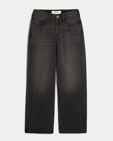 High-Rise Washed Black Baggy Jeans