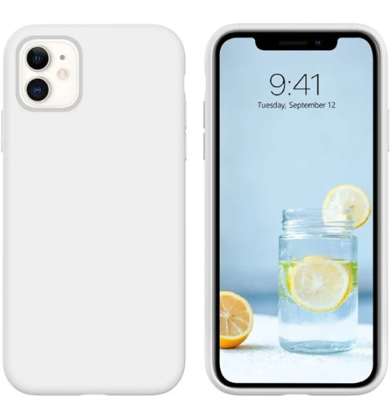 DUEDUE for iPhone 11 Case Liquid Silicone Slim Cover with Microfiber Lining Shockproof Protective Phone Case for iPhone 11 6.1 inch White