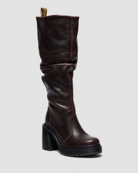 DR MARTENS Kasey Kinsley Leather Knee High Heeled Boots