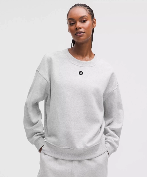 Perfectly Oversized Hip-Length Crew *Graphic - Heathered Core Ultra Light Grey/Black - XL