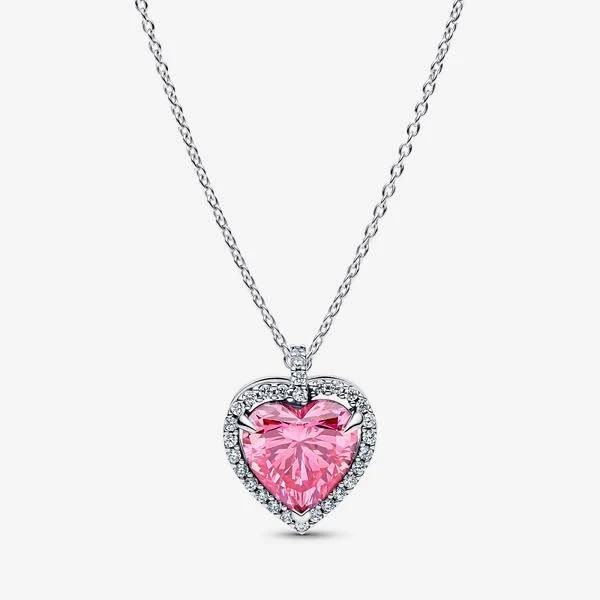 Pandora Pink Halo Heart Collier Necklace