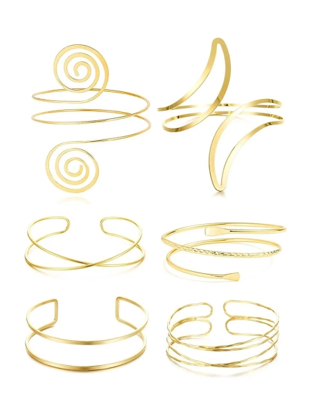 Minimalist Elegant Solid Color Arm Cuff, Wavy Cuff Bangle, Fashionable Bangle for Women & Girls, Trendy All-match & Exquisite Arm Jewelry for Birthday Gift, Modern Fashion Accessories, Twisted Bracelet, Open Cuffs