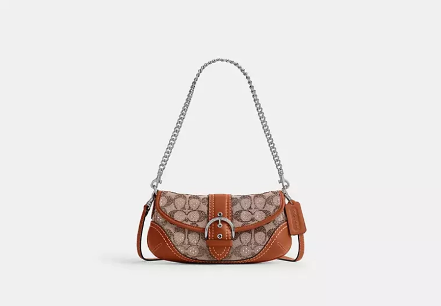Silver/Burnished Amber Soho Bag 25 In Crystal Signature Jacquard
