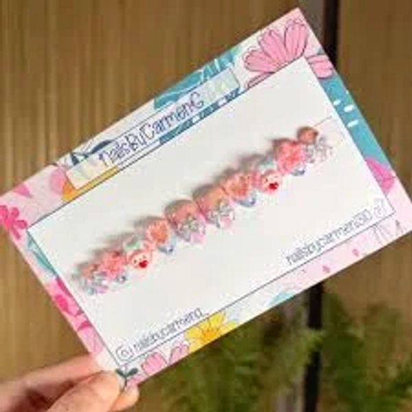 Kawaii Acrylic Press On Nails | Handmade charm Nails | Short Almond